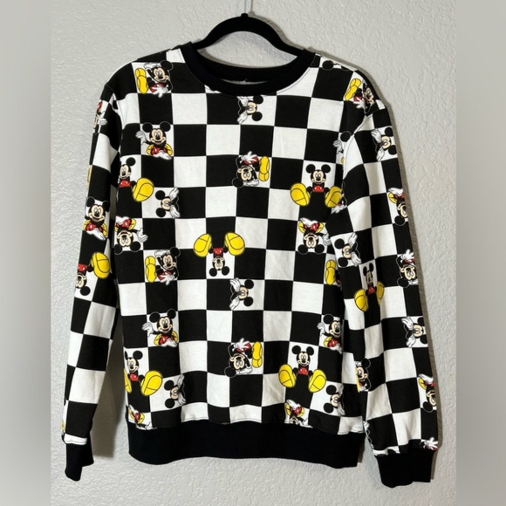 Disney Juniors'‎ Mickey Mouse Checkered Sweatshirt fleece checkered size medium